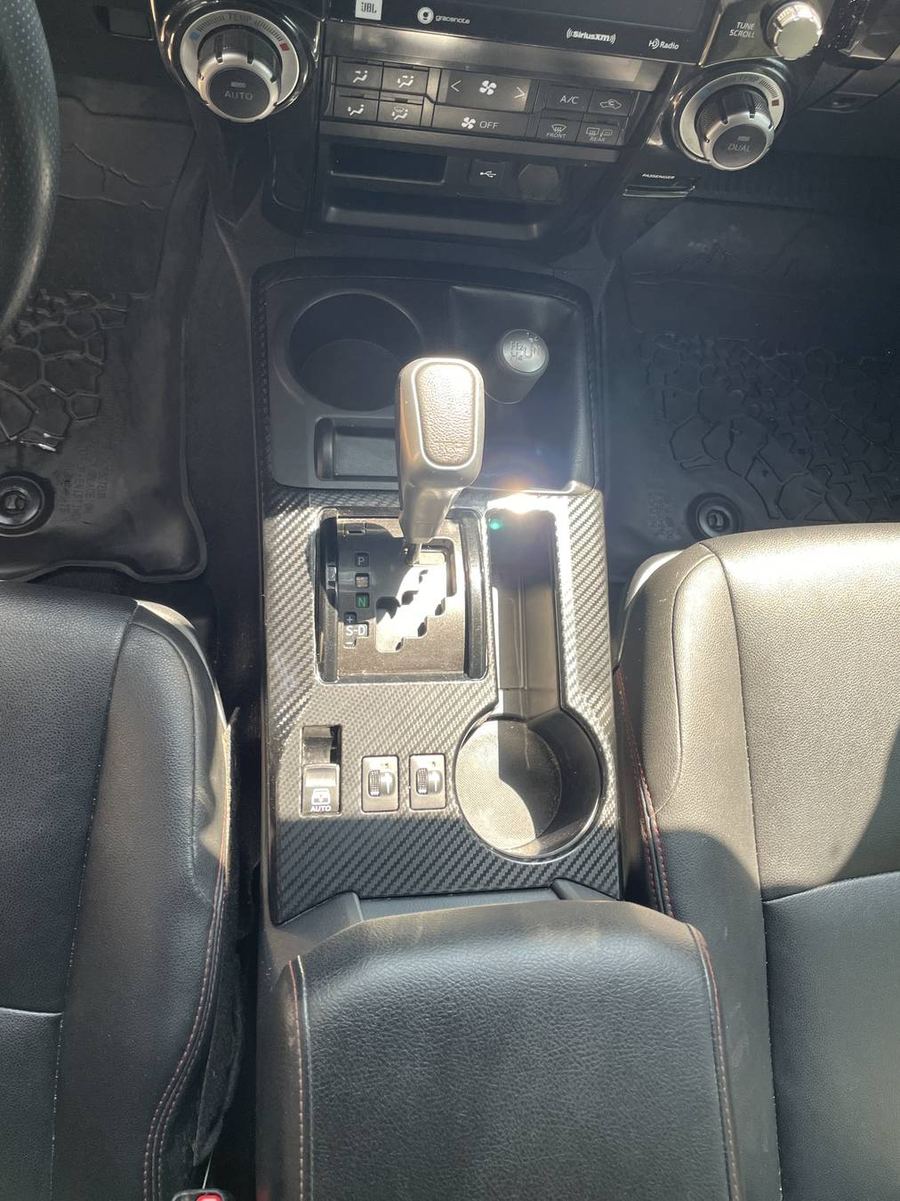 Toyota 4Runner TRD Pro center console after detailing — cup holders and switchgear clean
