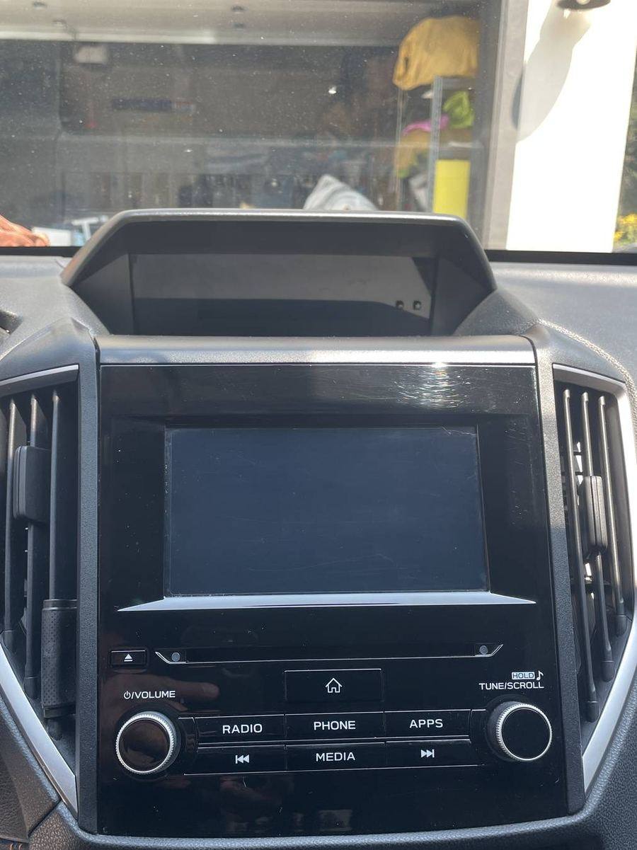 Subaru Crosstrek infotainment after detailing — clear and streak-free